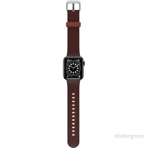 OtterBox All Day Watch Band för Apple Series 10/9/8/7/6/SE 1:e gen/SE 2:e gen/5/4 44mm/45mm/46mm, hållbart och mjukt silikonband Watch, Brun/Röd 840304776979