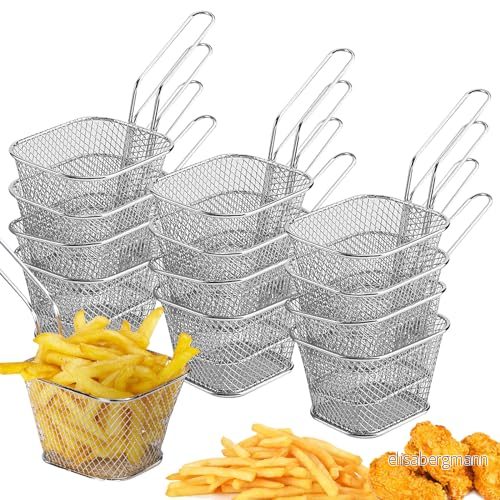 12 stycken pommes korg: rostfritt stål friteringskorg, små pommekorgar i silver med handtag, fritkorg för serveringskorg friterade, pommes, frites, räkor, lökringar 785711915927 12 stycken pommes korg: rostfritt stål friteringskorg, små pommekorgar i silver med handtag, fritkorg för serveringskorg friterade, pommes, frites, räkor, lökringar 785711915927