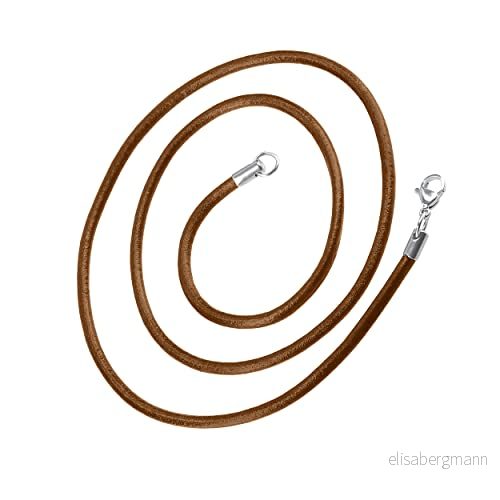 mumbi 2 mm lindad armband halsband omlottarmband 45 cm läderkedja läderband rund kvinnor män ljusbrun 4251657947484