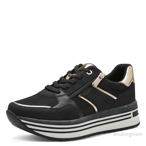MARCO TOZZI Laced 2 23721 43 sneakers för kvinnor, Svart kam, 36 EU 4064232059393