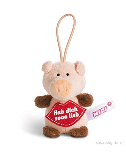 NICI 44868 berlock gris med ordspråk hab Dich sooo love 8 cm slinga, rosa/brun 4012390448689