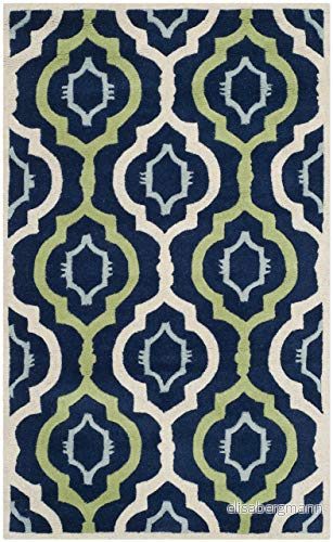 Safavieh Mykonos områdesmatta, handtuftad ullmatta i mörkblå/multi, 91 x 152 cm 683726666196