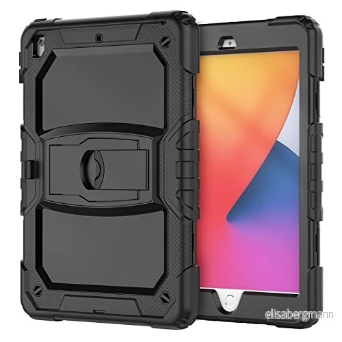 IPad Pro 9,7 fodral med stöd, hållbar, hybrid, stöttålig, resistent, tre lager, silikonskydd för barnsurfplatta (marinblå + grön) 755985998926