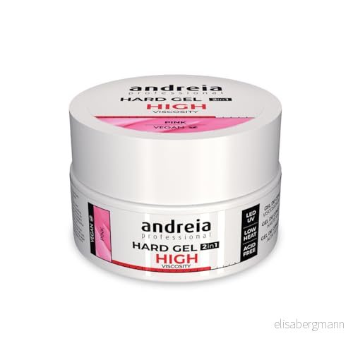 Andreia Professionell bifasisk 2 i 1 LED och UV hård nagelgel hög viskositet för hårda starka naglar bygggel rosa färg 22 g 5603927888871