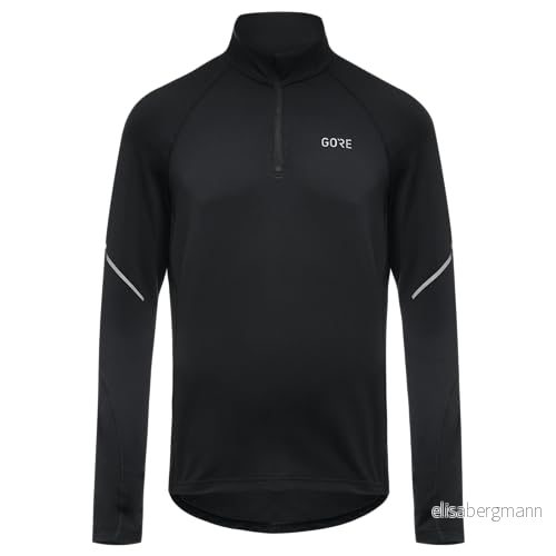 GORE WEAR M Mid långärmad tröja med dragkedja, herr, Svart, L, 100530 4017912081269