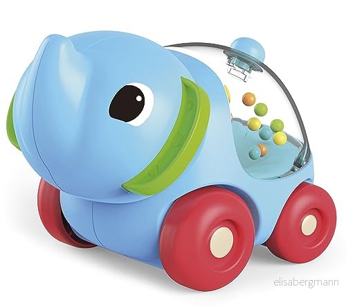 Lisciani bilelefant och pussel för Baby pedagogiskt spel sensorisk utveckling liten bil med kulor gör cirkulära rörelser 1 till 4 år Carotina 8008324102280