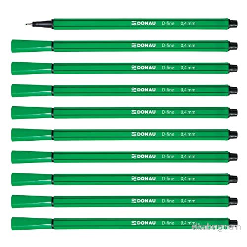 OFFICER PRODUCTS DONAU D FINE fineliner 0,4 mm/förpackning med 10 / färg: grön/filtpennor/metallinfattad spets/för vuxna och barn skola kontor hemmakontor/luktfri giftfri 5901503674536