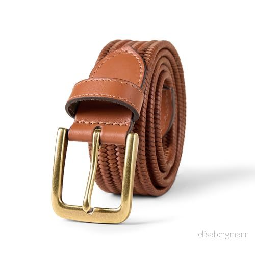 Amazon Essentials rörformigt stretch-vävbälte för män, solbränna, 95 197153132174