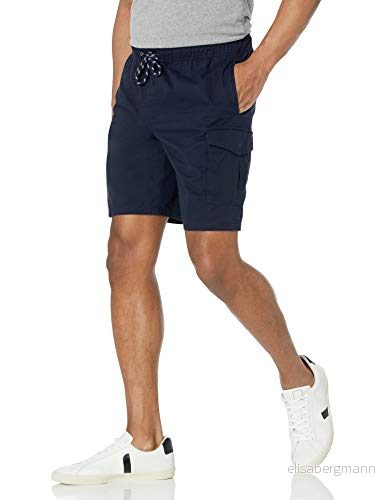 Amazon Essentials Men's Cargoshorts 23 cm (9 tum) elastisk midja, Marinblå, XL 195111325798