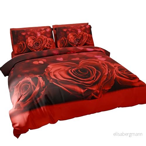PETTI Artigiani Italiani Dubbelt påslakanset 250x200 cm (2 örngott 50x80 ingår), mjukt mikrofiber med digitalt tryck tillverkad i Italien Passion 8053288679668