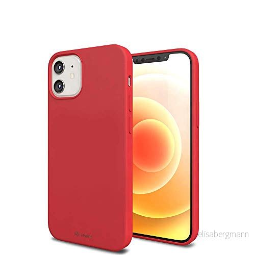 i Paint Cover Skydd för iPhone 12 Mini 5.4" röd silikon med Microfiber inuti Solid Case Red 8053264074357