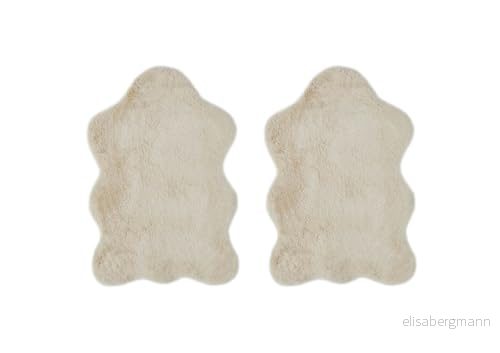 LUXOR levande fuskpäls coste fluffig matta sovrum perfekt för användning som sängmatta set om 2 55 x 80 cm beige 4002398210098