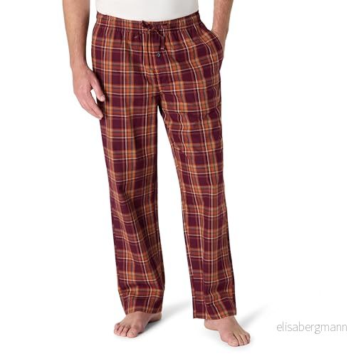 Amazon Essentials Men's Vävd pyjamasbyxa rak passform, Vinröd Rost Blandad rutig, 3XL 192912462264