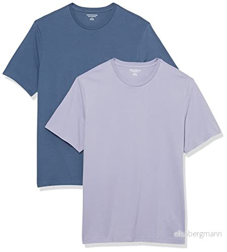Amazon Essentials herr normal passform kortärmad rund hals t shirt, paket med 2, lavendel/tvättad blå, Large 196433603373