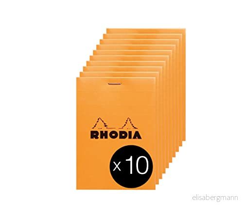 RHODIA 13200Cpack häftat anteckningsblock nr 13 orange A6 små plattor 80 löstagbara ark Clairefontaine papper g/m² täckt kortomslag förpackning med 10 block 3663619003496