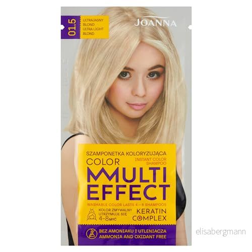 JOANNA Nyansschampo "Multi Effect" hårfärgningsschampo i påsen hållbarhet 4 till 8 tvättar hårtoner utan ammoniak och oxidationsmedel ultraljus blond 5901018020705
