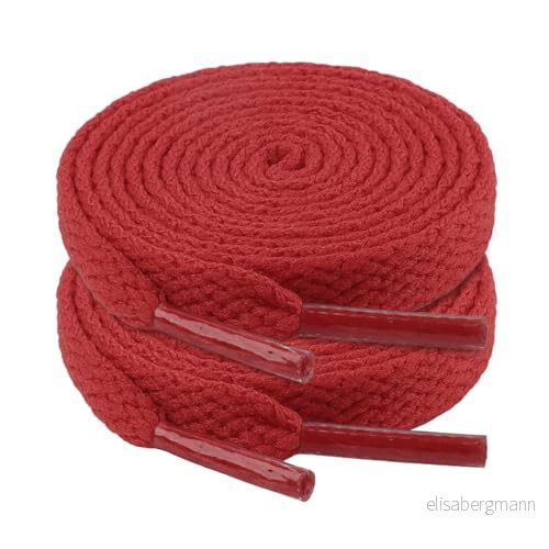 2 par skosnören platta slitstarka skoband ersättning fodral av polyester för sneakers, sportskor, löparskor, sneakers skospets, röda, 100 6975058038586