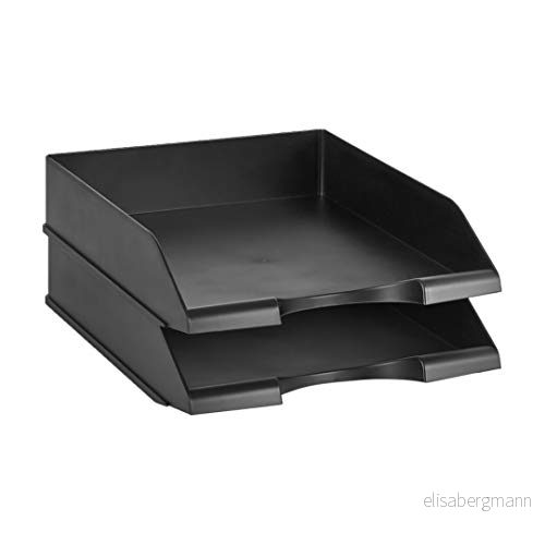 Amazon Basics rektangulärt stapelbart skrivbordsfack, svart, 2 delar, brevstorlek 192233052960