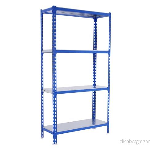 SimonRack Förvaringshylla 4 Hyllplan, 1500x1000x300 mm Garagehylla i Blå/Galvaniserad, 180 kg Belastning per Hyllplan Simoclick 8435104960479
