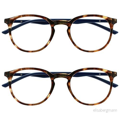 Opulize Träffade 2 pack blåljusblockerande läsglasögon datorspel brun sköldpaddsskal herr dam BB60 +2,50 5055955362487