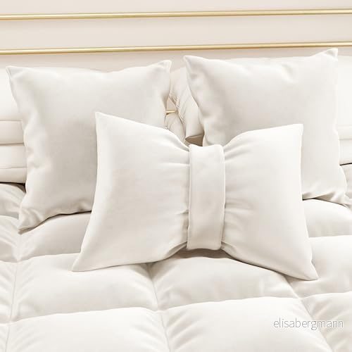 PETTI Artigiani Italiani Soffkuddar i sammet med vaddering, sovrum kuddfodral, osynliga kuddfodral dragkedja, vit rosettkuddar 1 del 50 x 40 cm 8053687763418