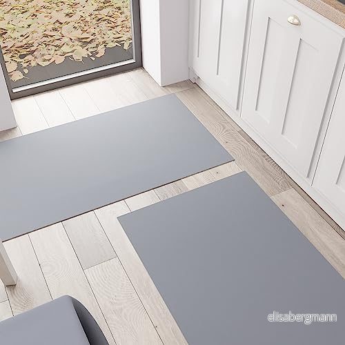 PETTI Artigiani Italiani Köksmatta, Kökslöpare, Tvättbar Halkfri Löparmatta Kök, Enfärgad Matta 52 x 380 cm Grå, 100% Tillverkad i Italien 8053687769991