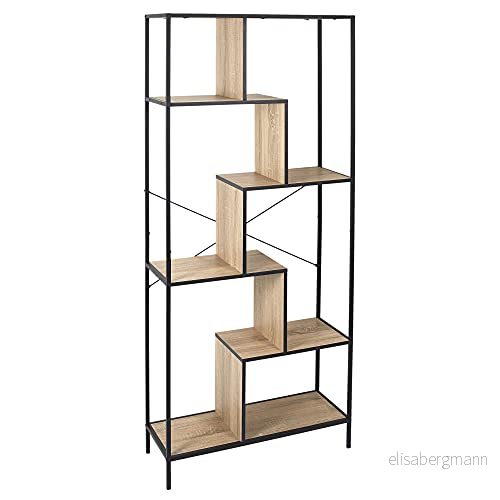 Home Deco factory HD7186 Edison hylla industriell förvaringshylla, metall, svartträ, 80 x 40 cm 3664944303268