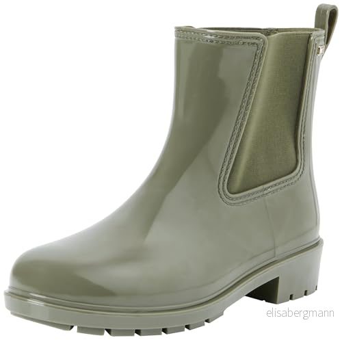 Tommy Hilfiger dam halkfria flagga regnstövlar, Grönt verktyg oliv, 38 EU 8720636816487