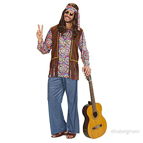 "PSYCHEDELIC HIPPIE MAN" (shirt with vest, pants, headband, necklace) (XXL) 8003558754007