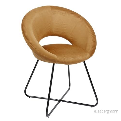 HOME DECO FACTORY, HD0064, Cotele Giulia rund fåtölj i gul sammet, lounge edition, möbel, sits, soffa och fåtölj, 67 x 84 52 cm, sitthöjd svart 3664944521617