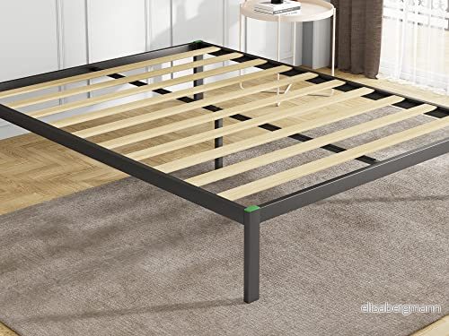 Novilla Metallsängram med trälamellstöd för sovrum svart (160 x 190 cm) 702735608758