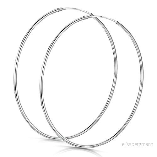 Amberta Kvinnor 925 Sterling Silver 60 mm Creoler Örhängen 5060285661032