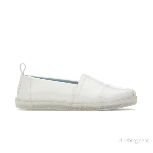 TOMS Classic Alpargata Loafer platt, Vit konfettibelagd glitter, 11 brittiskt barn, UK Child 195703459580