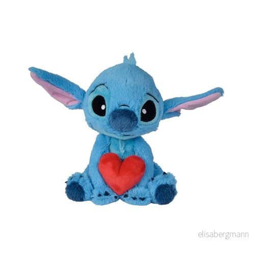 Simba Disney plysch Stitch omfamnar ett hjärta, 25 cm, mjukt och behagligt material, äkta officiell produkt, lämplig från de första månaderna i livet (6315876995X12) 5400868027198