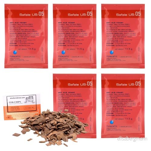 5 x Fermentis Safale US 05 öljäst med ekchips set för hantverksmässig jäsning 2030 L 5905873764569