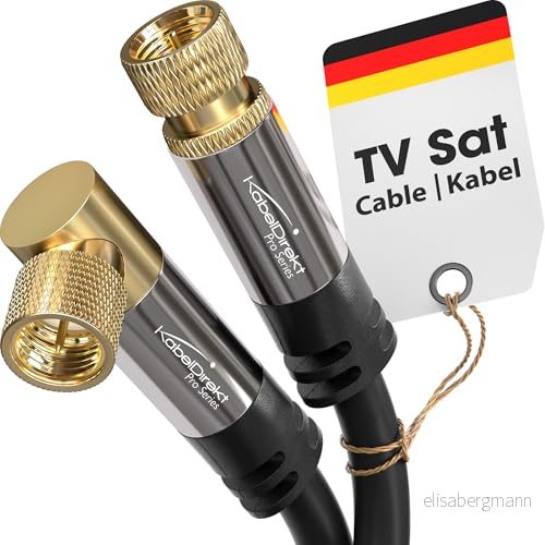 KabelDirekt 3m digital koaxial ljudvideokabel/satellitkabel 1 x 90 vinklad (koax F stift till stift, satellit tv, kabelmodem, HDTV, DVB T2, C, S) PRO serien 4260414844706