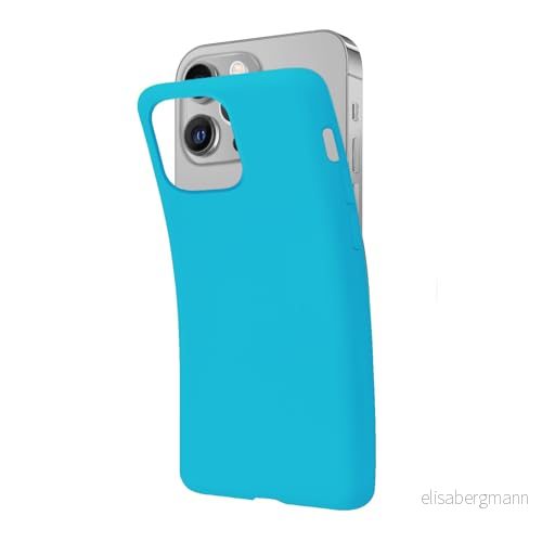 SBS Skal till iPhone 14 Pro blå Aquamarine Pantone 311 C, mjukt och flexibelt reptåligt fodral, tunt bekvämt att hålla i fickan, fodral kompatibelt med trådlös laddning 8018417421440