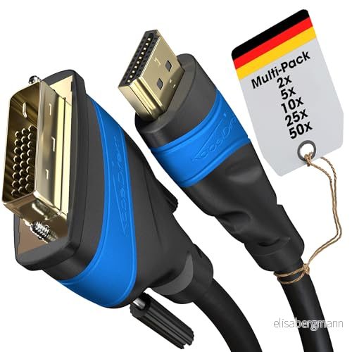 KabelDirekt 5x 1m HDMI till DVI kabel (DVI D 24+1 med höghastighet, 1080p full HD 3D) 4262421061176