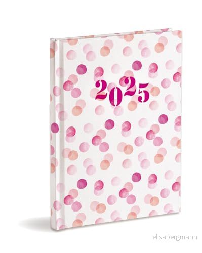 Agenda Organizer 2025 januari december inbunden, Vecka, Polka prickar Fuchsia 8059174875510