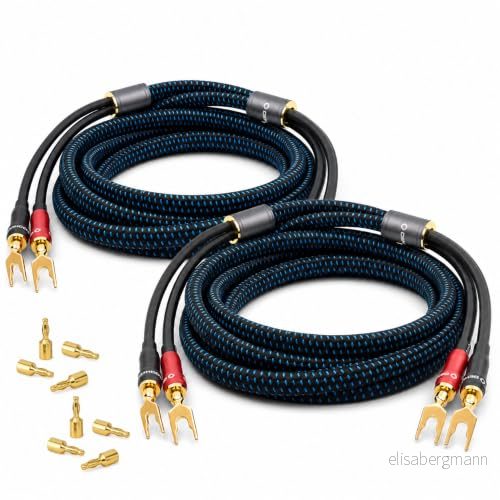 Oehlbach Transform Dual Plug högtalarkabel med utbytbara bananer och kabelskokontakter OFC koppar 300 W effekt, utmärkt ledningsförmåga, flexibla anslutningar, 24 karat förgylld 2 x 3 m 4003635108413