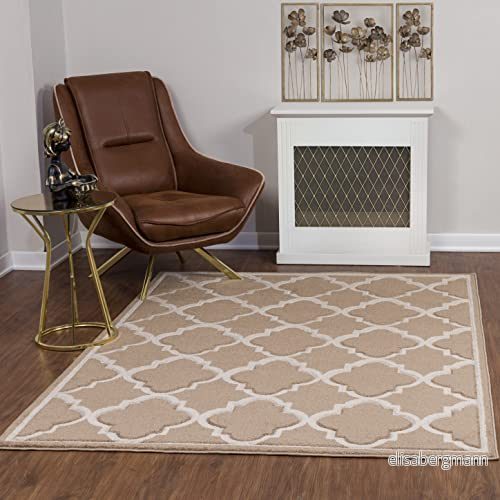 Surya Vannes skandinavisk geometrisk matta stor för vardagsrum, matsal, sovrum, kök bohemisk chic designmatta, modernt bär, kort lugg, 160 x 213 cm mörkbrun och ljusbeige 889292542982