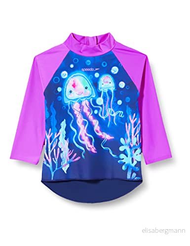Speedo Baby flicka långärmad tryckt solskydd utslag topp, blå/rosa, 3 år 5053744698472