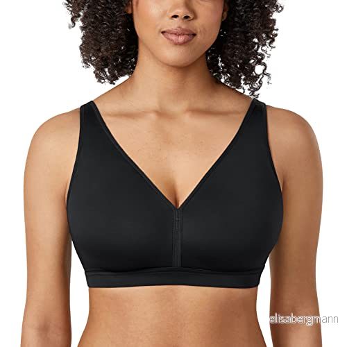 AISILIN Kvinnors BH utan bygel Stora storlekar Comfy Sleep Full Cup Mjuk Bekväm Svart 90D 6923327041669