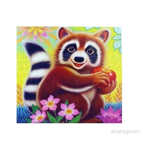 Pracht Creative hobby Diamond Painting set, bild med motiv tvättbjörn och tillbehör, pysselset för målning strass, barn från 5 år 4016490436478
