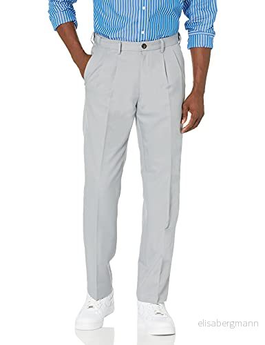 Amazon Essentials herr klassisk passform expanderbar midja veckad klänningsbyxa, ljusgrå, 36 B x 28 L 195111845333
