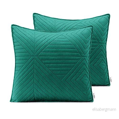 AmeliaHome 2 örngott 45 x cm ljusgrön mörkgrön kuddfodral set Ultrasonic quiltning polyester Softa 4251758697653