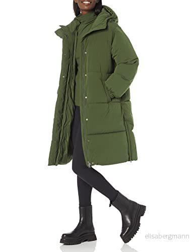 Amazon Essentials överdimensionerad lång pufferjacka för kvinnor (finns i plusstorlek), mörk oliv, X Large 196433808570