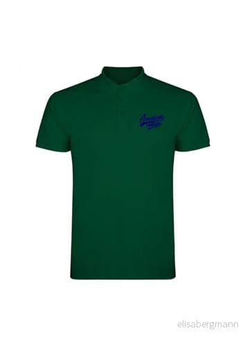 AMERICAN COLLEGE USA Pikétröjor sport andas tryckta blandade kläder herr och dam casual modell ACPLW1 mörkgrön S, Färg: grön, S 3666052666365