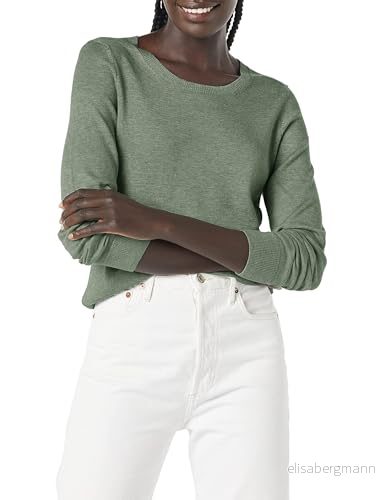 Amazon Essentials långärmad lätt tröja med rund hals (finns i plusstorlek), salvia grön ljung, medium 195111561660