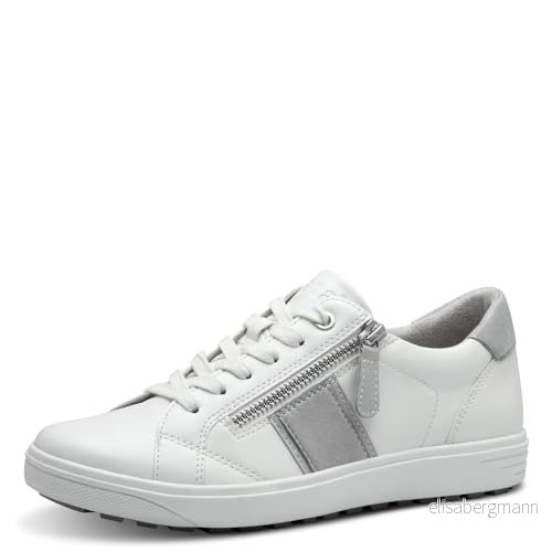 Jana Damsneakers, platta för snörning med dragkedja, Vit grå, 39 EU 4064225181049